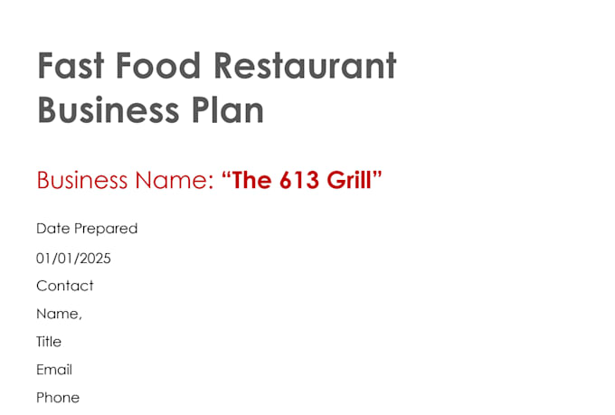 prepare a complete business plan